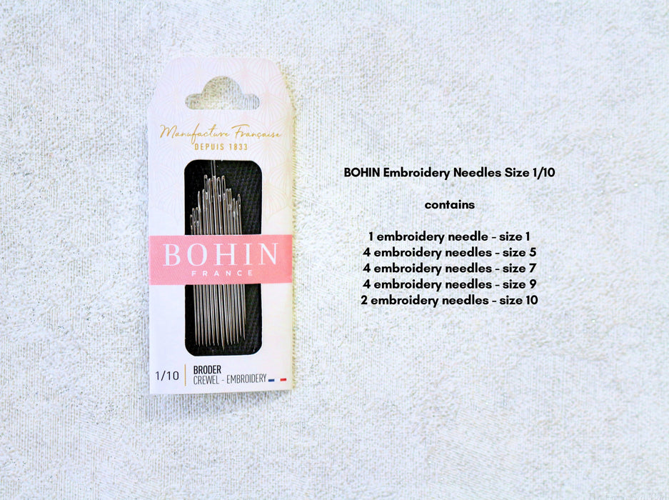 Bohin Embroidery Needles Size 1 to Size 10
