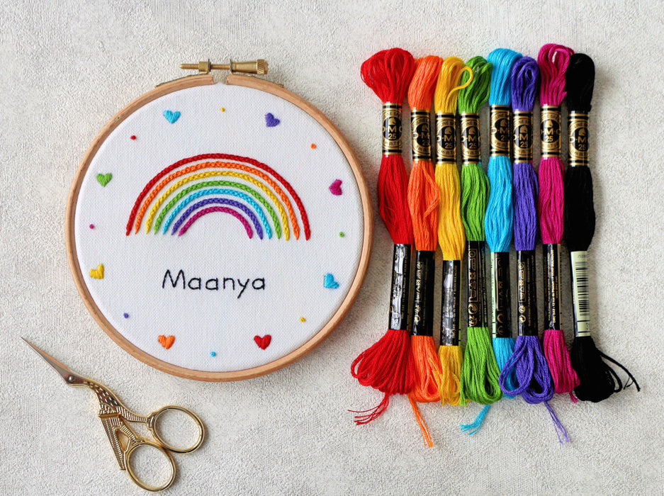 Custom Name Rainbow Embroidery PDF Pattern
