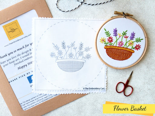 Flower Basket Embroidery Fabric