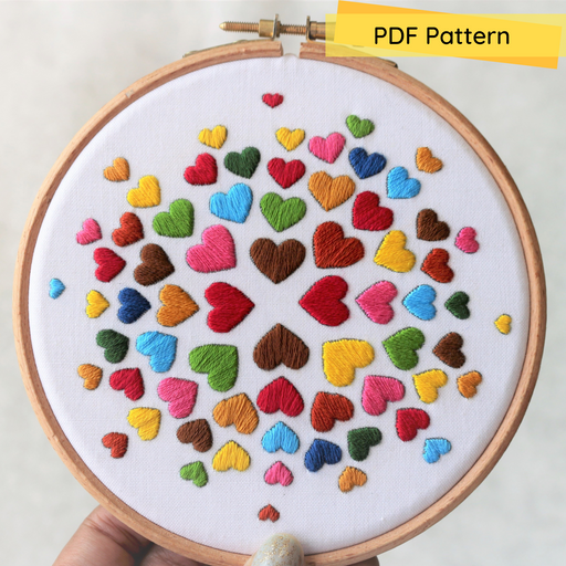 Hearts Embroidery PDF Pattern