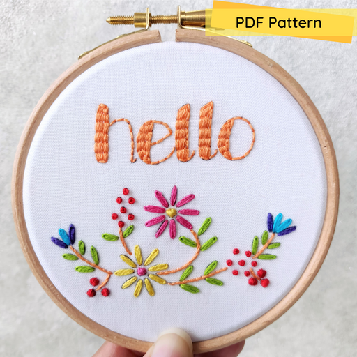 Hello Embroidery PDF Pattern