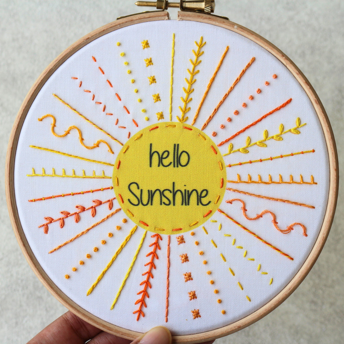 Learn 7 Hand Embroidery Stitches with Sunshines & Rainbows Kit