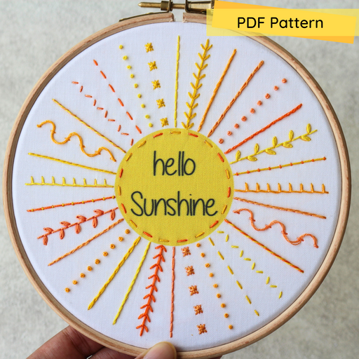 Hello Sunshine Embroidery PDF Pattern