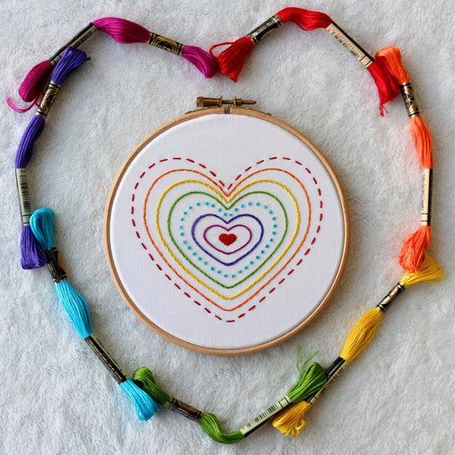 Rainbow Heart Embroidery Kit