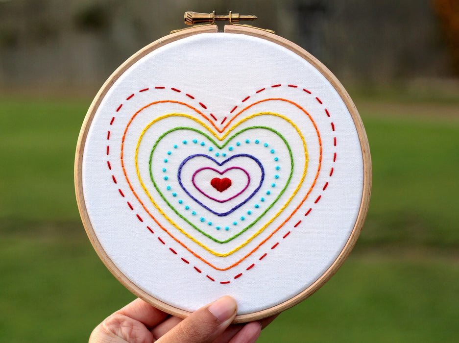 Rainbow Hearts Embroidery Kit Valentines
