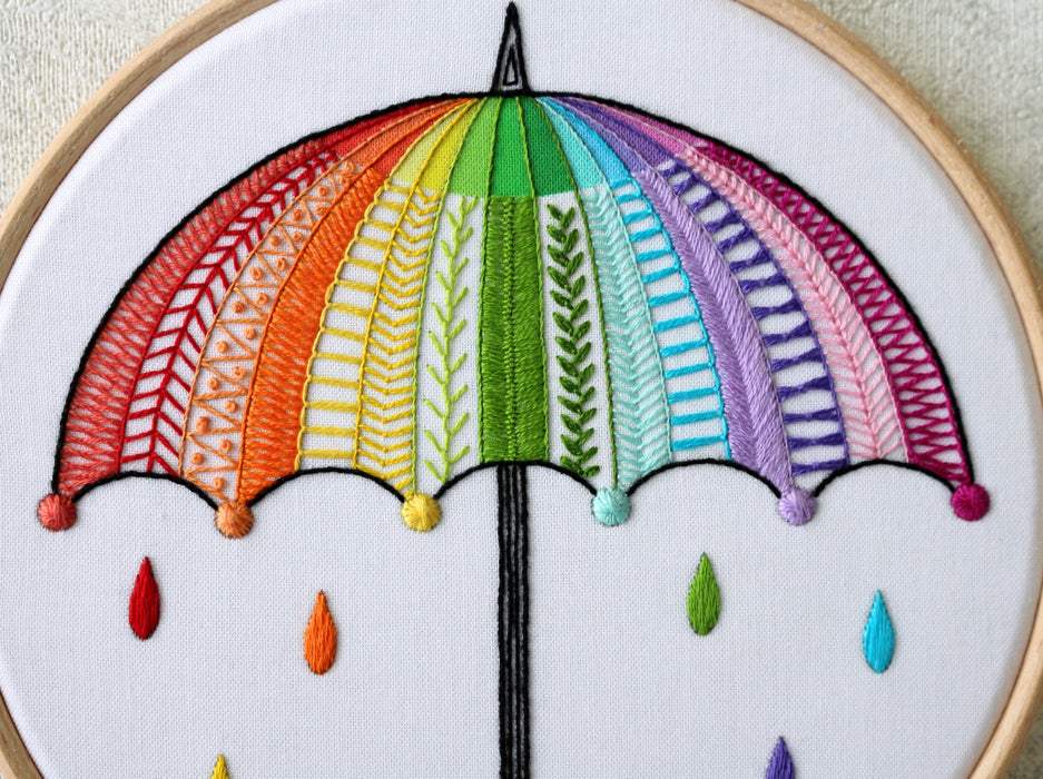 Rainbow Umbrella Embroidery Kit